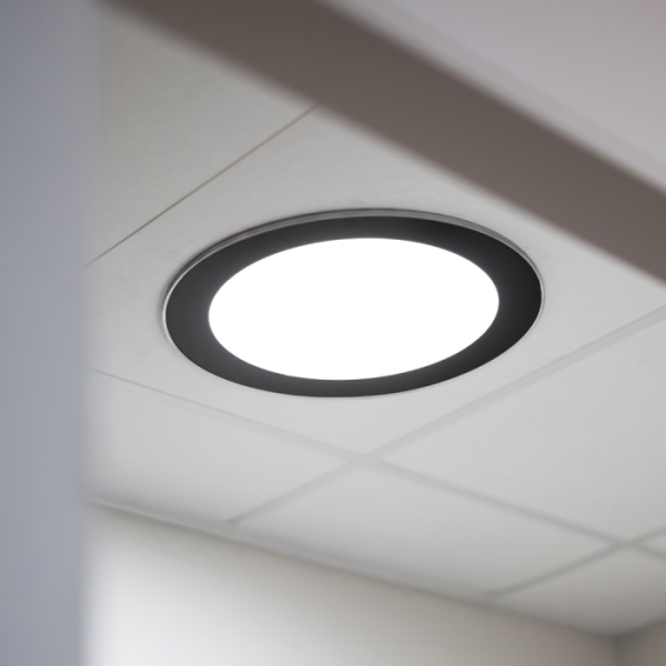 Powerdaylight 35cm binnenzijde rond zwart plafondplaat opbouw