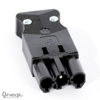Qneqt steker 3-polig male plat zwart 1,5mm2